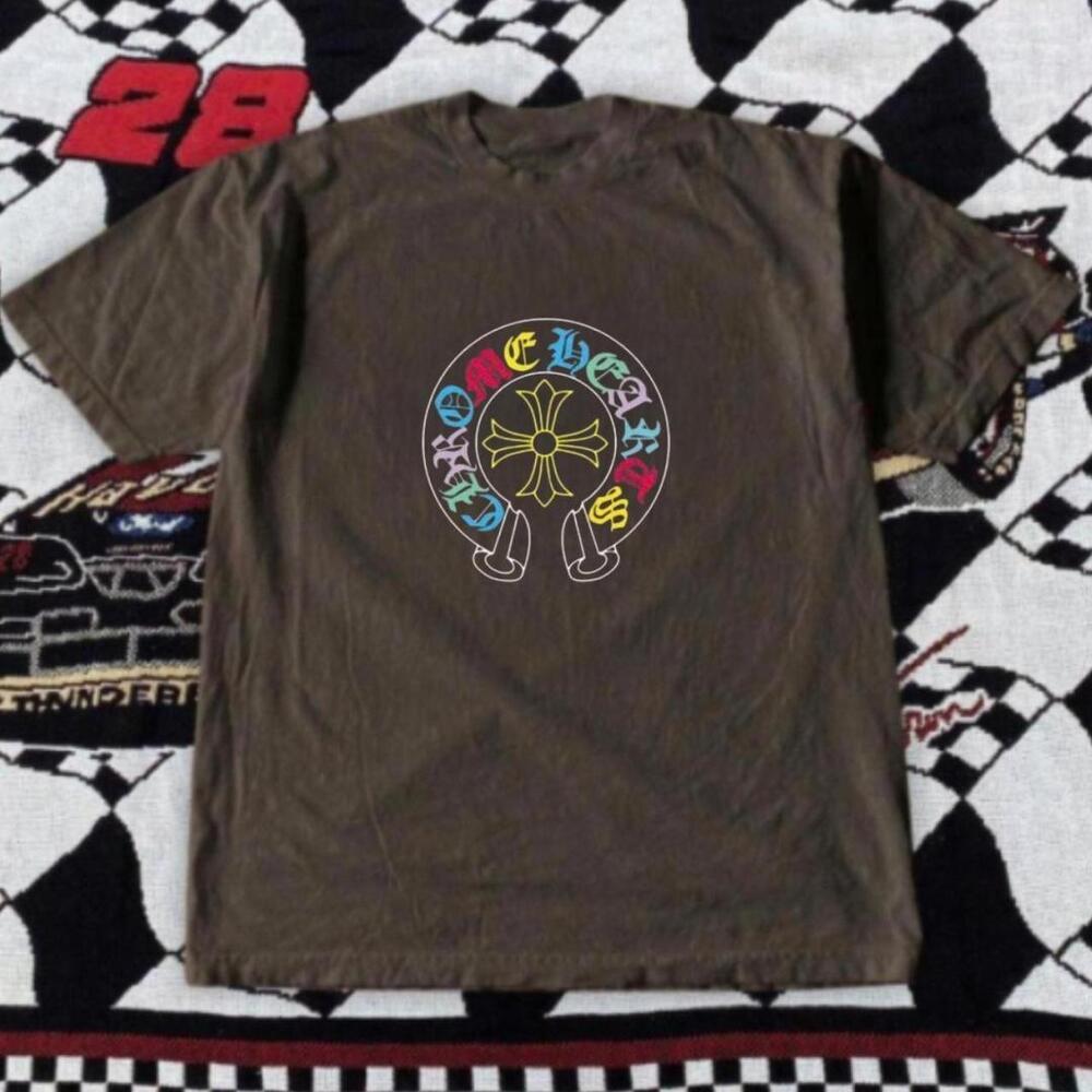 Gildan Men Brown T-Shirt, Brown Chrome Hearts T-Shirt With